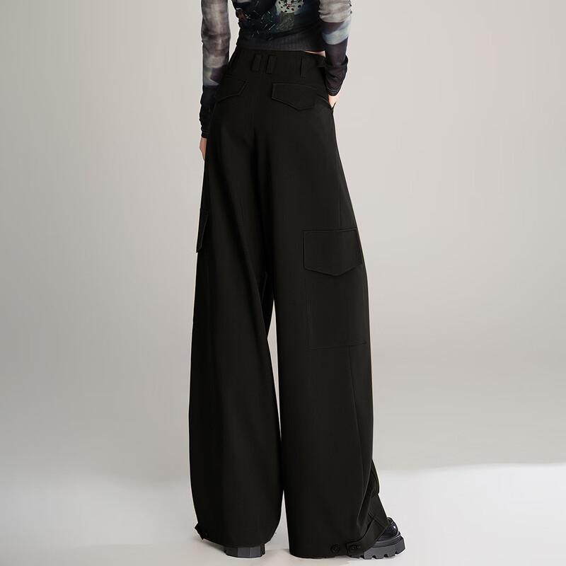 Bailuyu 2025 Autumn Loose Wide-Leg Cargo Pants with Adjustable Cuffs