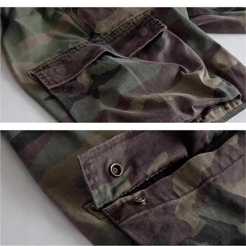 Retro Military Camouflage Overalls Men's Kaji Multi-pocket Loose Small Straight Leggings Trousers Men