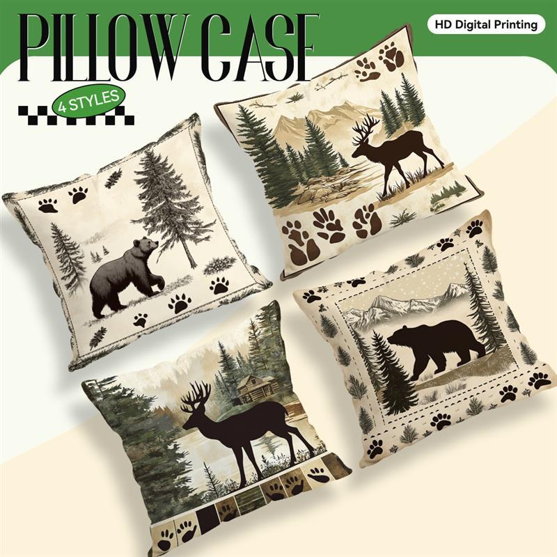 Rural Style Wildlife Cushion Pillowcase Printed Polyester 45x45cm Throw Pillow Cover Decorative Sofa Cushion Pillowslip Decor