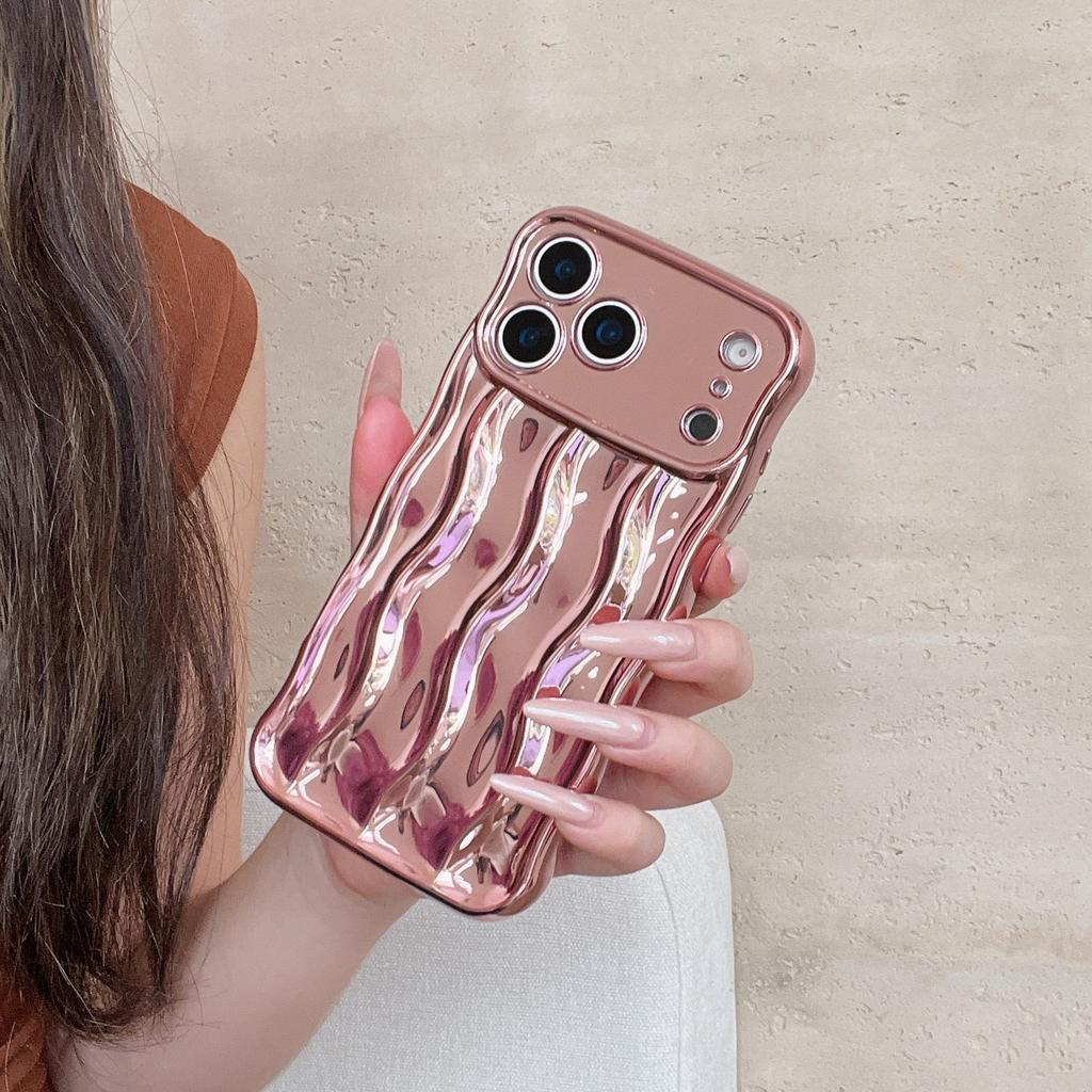 ins solid color electroplating advanced sense stripe for iPhone17promax mobile phone case Apple 16 new 14/15