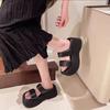 Muffin thick-soled small man taller comfortable sandals British style casual outer wear one-word slippers women's summer 2025