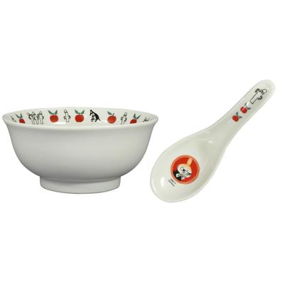 Yamaka Shoten MOOMIN Servis Ris Ramen Diameter Mikrovågsugn Lilla My och Mumintrollet Nordisk Dag Bröllop Tillverkad i Set, Skål, Skål, Ca. 18,5 cm