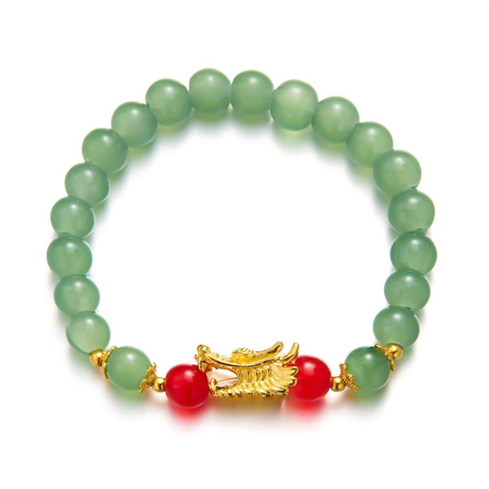 Lucky Beads Dragon Bangle Classic Zodiac Hand Chain Sweet Loong Beaded Bracelet  Women