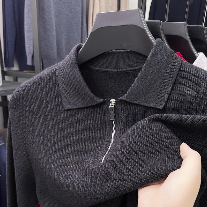 Men's 2025 Winter Jacquard Knit Half-Zip Sweater - Casual & Warm Style for Middle-Aged