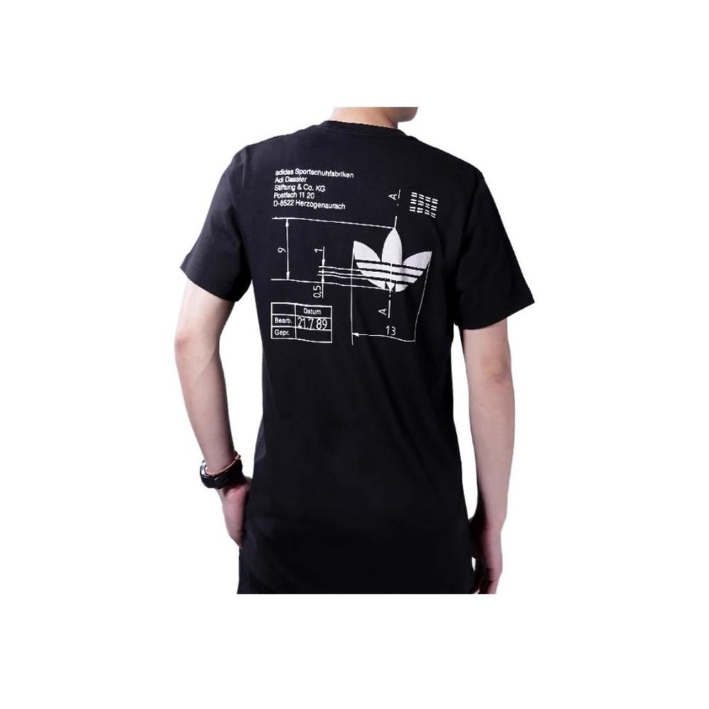 Adidas Originals Logo Print Casual Short Sleeve T-Shirt Men Tops Black CE2256
