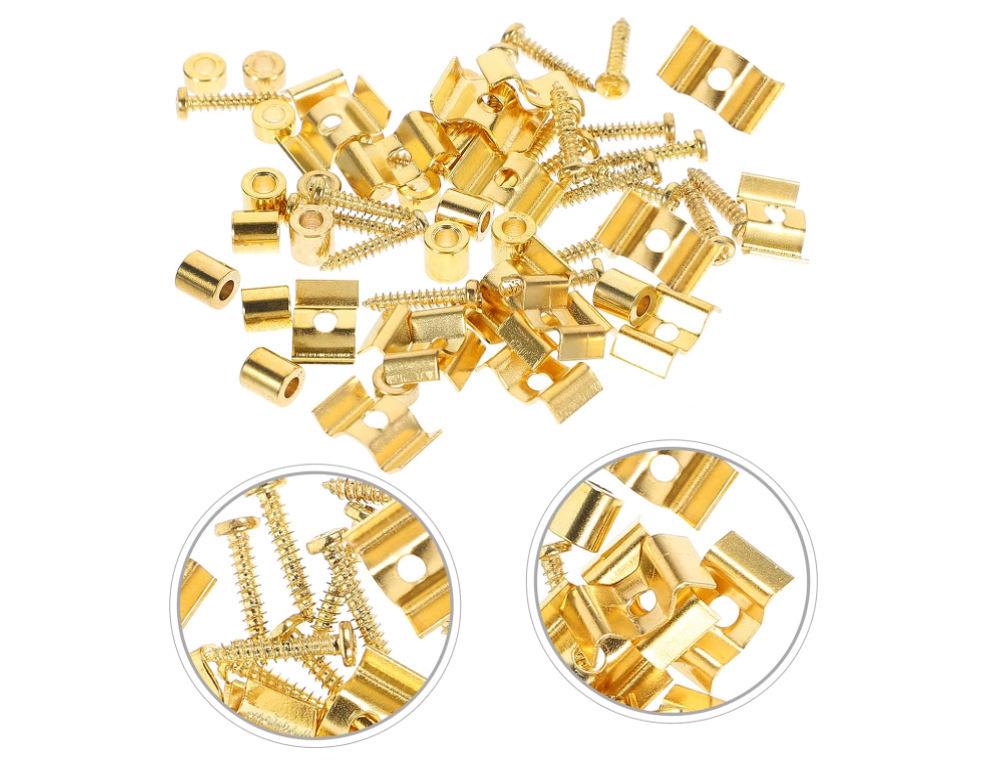 Electric Guitar String Stabilizer & Holder for Fender Strat Silver Set: 2 Buckles + 2 Screws + 2 Ferrules