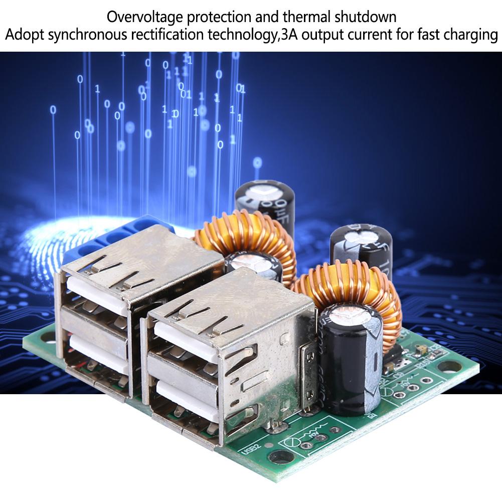 740V To 5V 3A 4 USB Interface Car Charger Buck Module Step Down Board