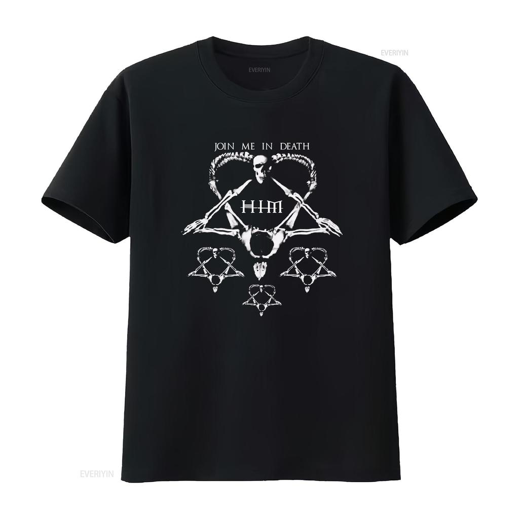 Sein Herzagramm schließe dich mir im Tod an schweres schwarzes T-Shirt kurzärmliges Hemd vintage gewaschen Grafik lässig stilvoll dehnbar Unisex