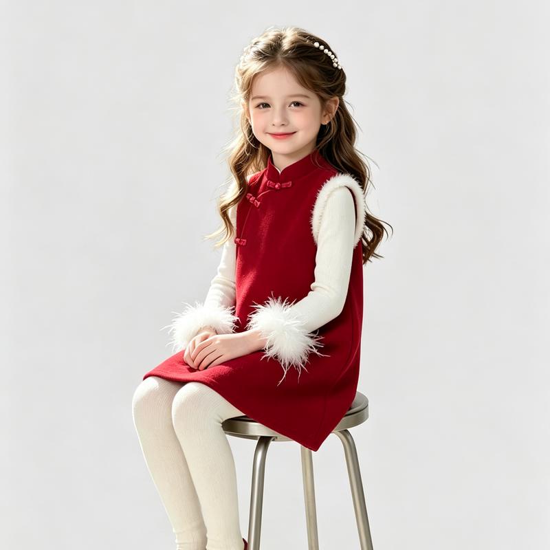 Girls' Chinese Style Autumn/Winter Outfit Set