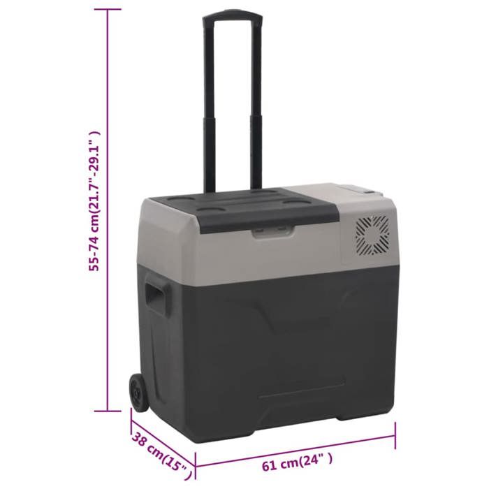VidaXL Glacière avec Roue et Adaptateur, Réfrigérateur de Voiture, Glacière Électrique Randonnée Pique-nique Camping, Noir 3154637