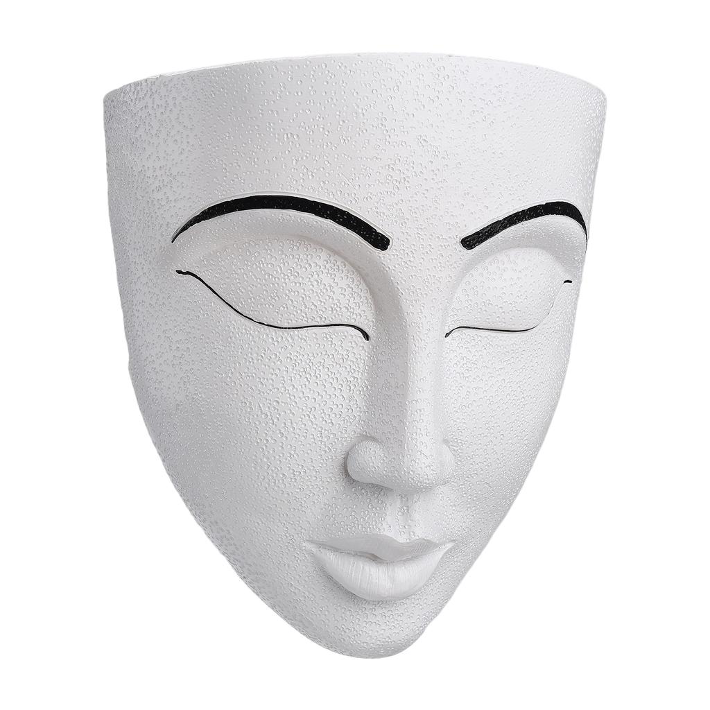 Flowerpot Resin Face Head Resin Wall Mounted for Indoor Outdoor Garden Decoration White
