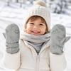 Thickened Fleece Cartoon Dinosaur Print Mittens Waterproof Winter Gloves Gift