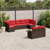 9 Piece Garden Sofa Set with Cushions Brown Poly Rattan