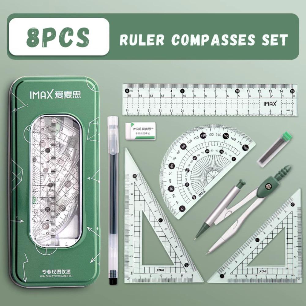 7/8PCS Straight Ruler Ruler Compasses Set Set Square Stationery Ruler Set Office School