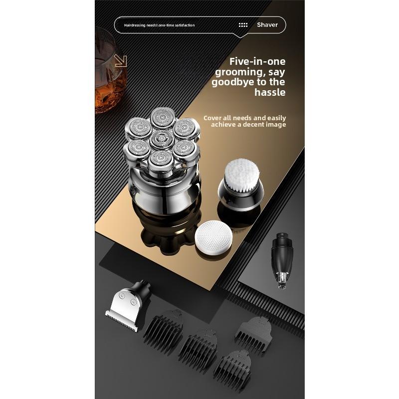 Shaved Head Haircut Intelligent Men's Clean-shaven Head Seven-blade Head Electric Shaving Razor Rechargeable Beard Scraper