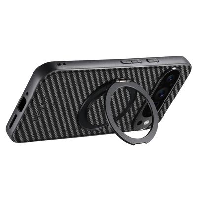 SUTENI G3 Pro Google Pixel 9/9 Pro Magnetické pouzdro 360 Stupňový Otočný Stojánek Textura Uhlíkových Vláken PU Zadní Kryt Telefonu