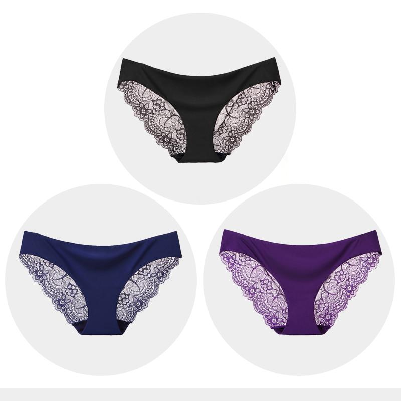 Women's Seamless Underwear Leopard Intimate Women Sexy Lace Black Floral Panties Seamless Panty 3 Pcs/set