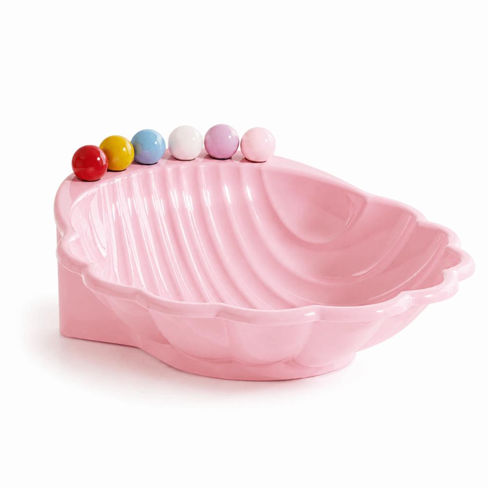 Shell Shape Fruit Bowl with Forks ABS Plastic Snack Plate Fruit Serving Plate Table Setting розовый