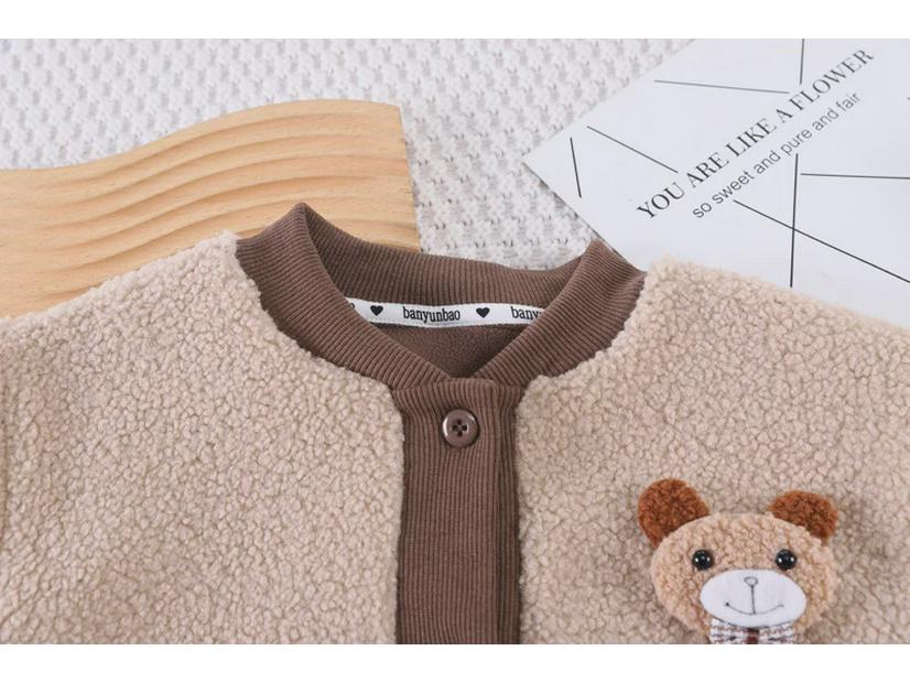 2023 Baby Warm Velvet Sweater & Pants Two-Piece Suit with Scarf for Autumn/Winter