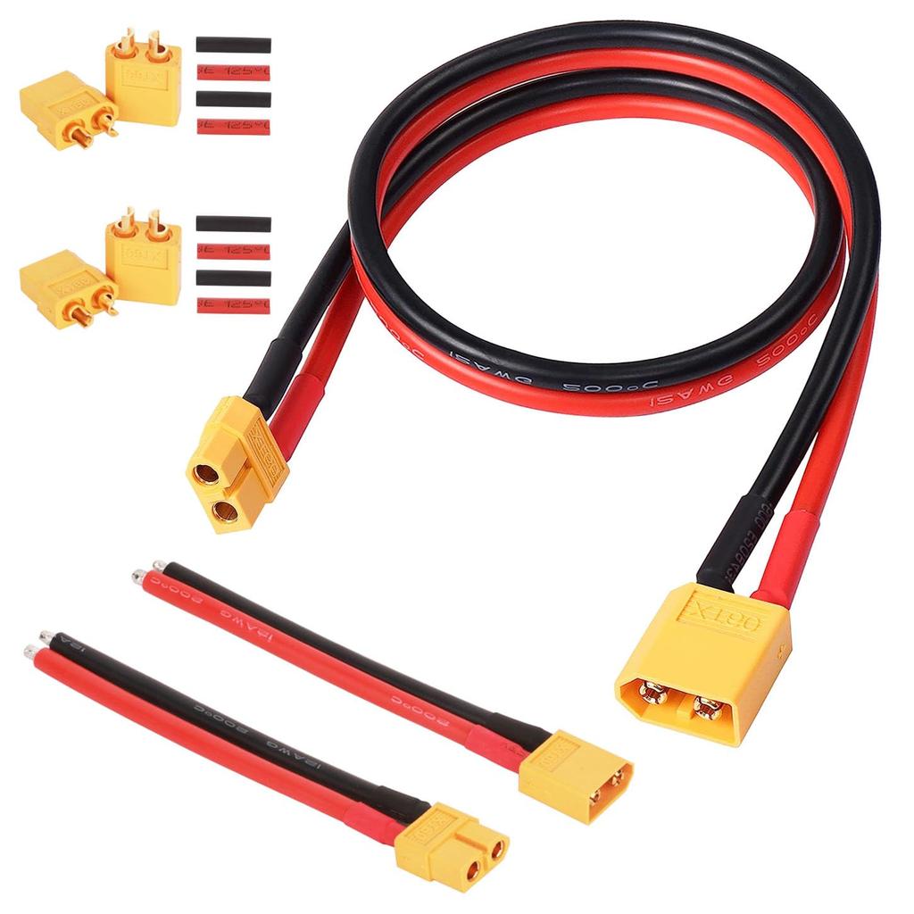 GTIWUNG 1 Stück XT60 Stecker-Buchse Kabel 12AWG 50cm, 1 Paar XT60 Stecker, XT-60 Stecker und Buchse, XT60 Stecker und Buchse Kugel