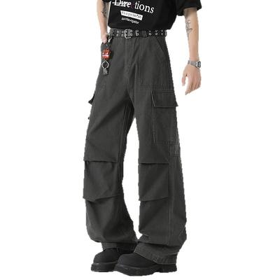 New American Retro Multi-pocket Denim Overalls Men's Trend Loose Straight