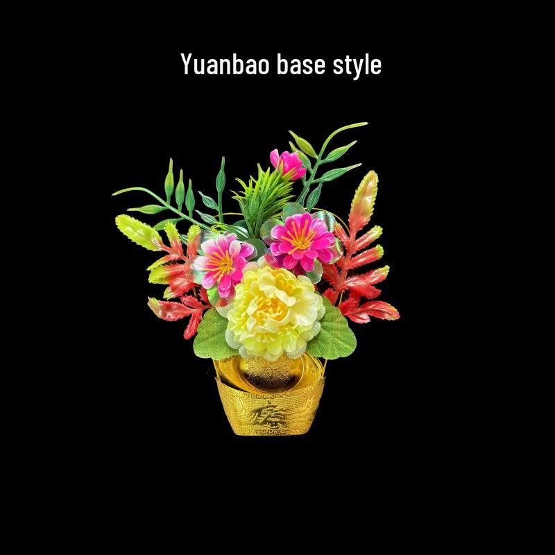 

Multi-color Silk Flower Funeral Basket with Ingot Base