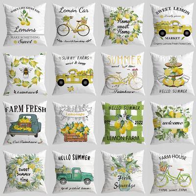 Neuer Kissenbezug der Lemon-Serie, Pflanzen-Truck, Pfirsichhaut-Samt bedrucktes Kissen, Büro-Lendenkissenbezug