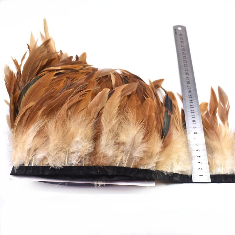 1Meter Natural Rooster Tail Feather Trims for Clothes Plumas 13-18cm Party Feathers for Crafts DIY Sewing Home Decoration Plume