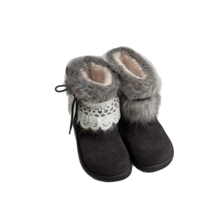 Fur integrated thick-soled snow boots women's new winter one-pedal fluffy shoes with plush thermal cotton shoes