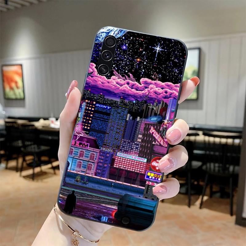 Art Pixel Estetyczne Etui na Telefon Dla Realme GT 2 9i 8i 7i Pro X50 X2 C35 C21 C20 C11 C3 Miękkie Czarne Etui na Telefon
