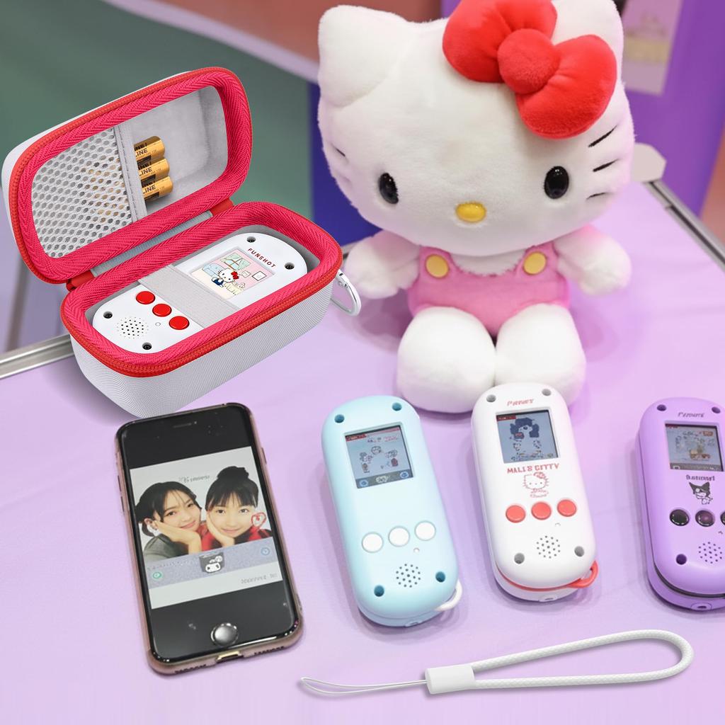 Takara Tomy FUNSHOT Hello Kitty Digital Toy Camera Storage Case with Hand co2CREA (Case only) Strap, Off-White-Red -