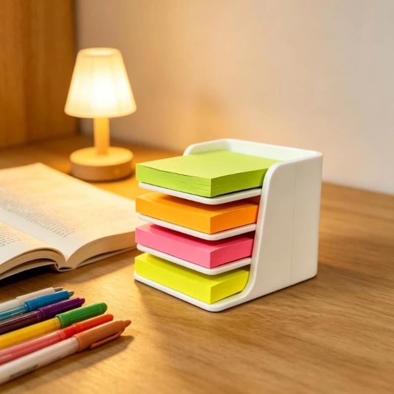 Desktop Stackable Sticky Note Holder Organizer Fits 76×76Mm Square Note Multi-Purpose Office Home Desk Drawer Storage Organizer
