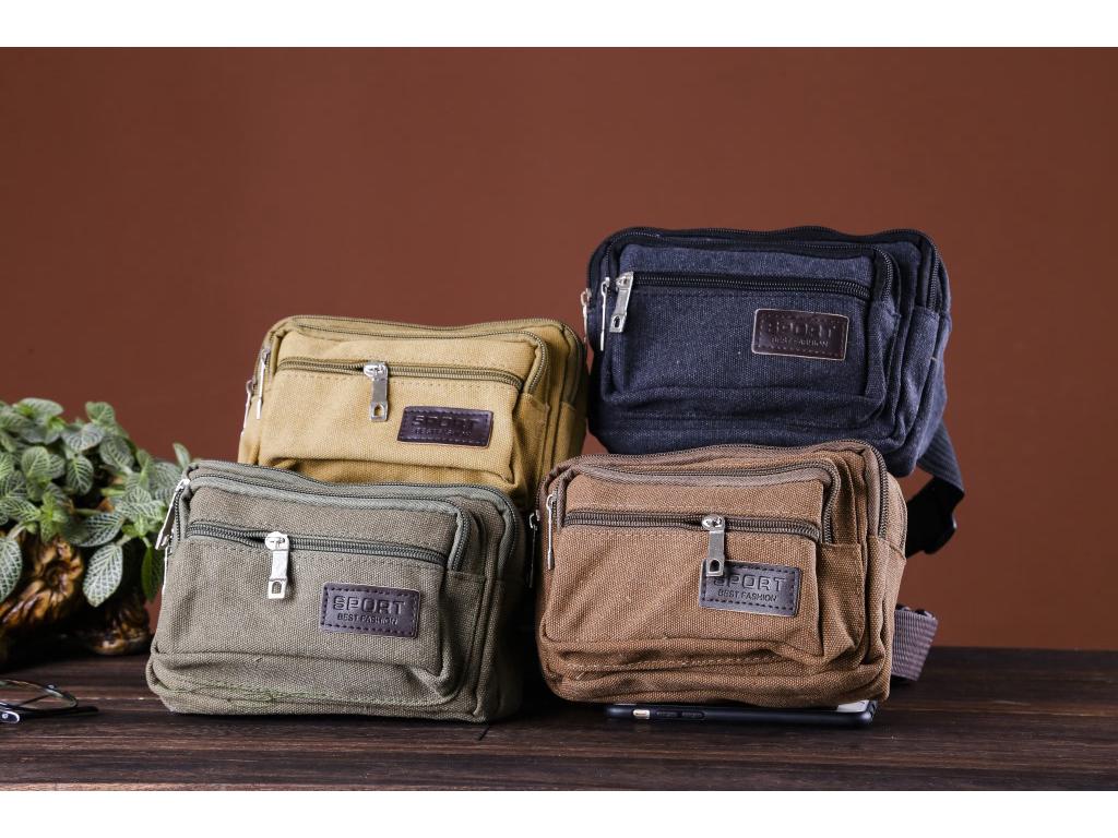 Compact Wear-Resistant Canvas Waist Bag: Multifunctional, Large Capacity, Anti-Theft, Simple Fashion