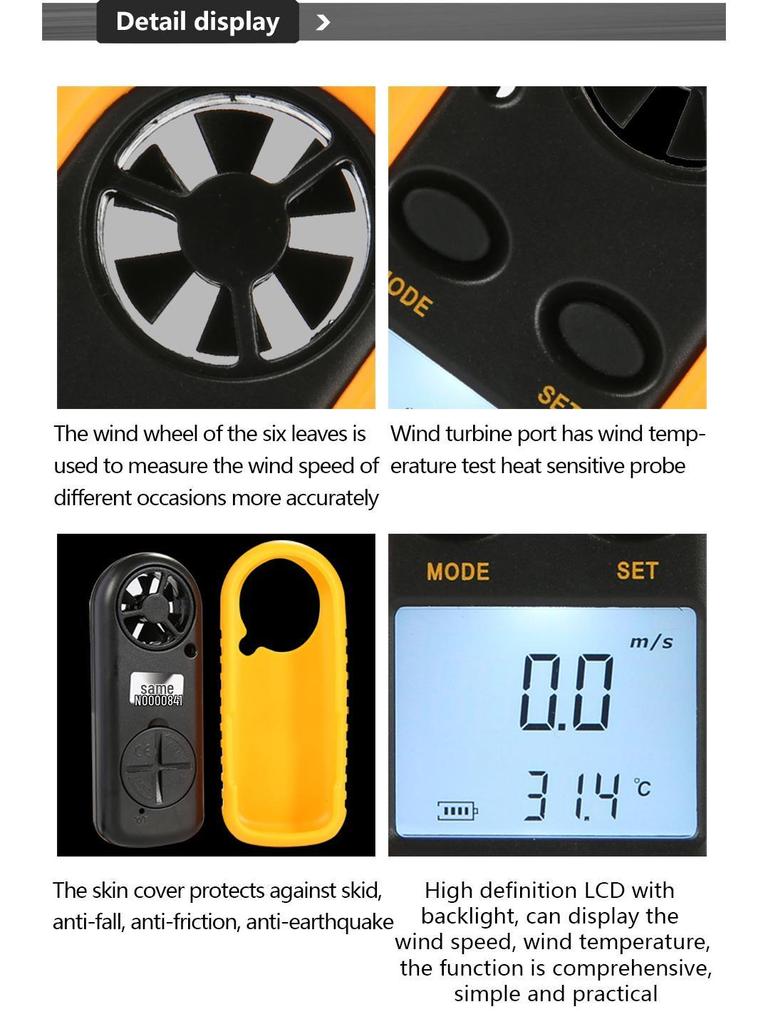 BENETECH GM816 Smart Digital Anemometer Wind Speed & Force Meter