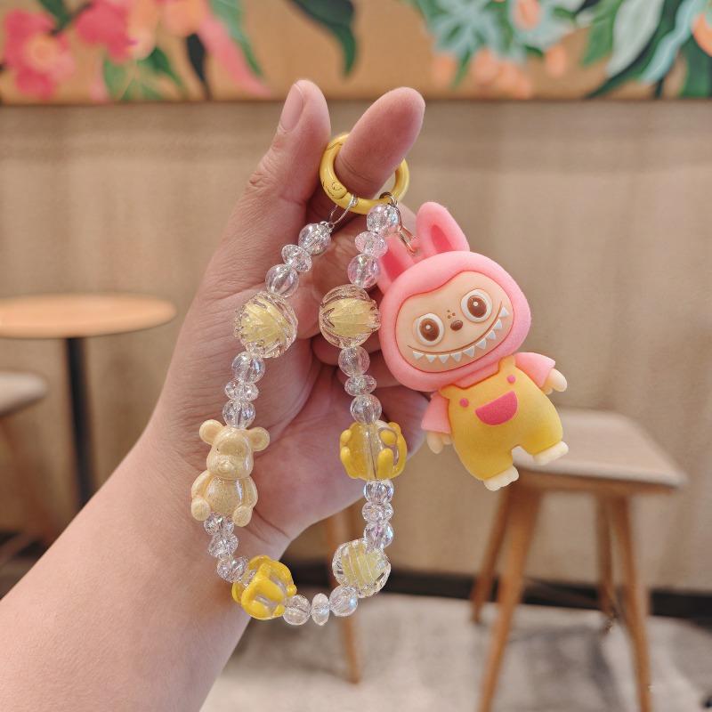 Transparent Beads Violent Bear Beaded Mobile Phone Pendant Rab Sheep Key Pendant Bracelet Cute Doll Bubu