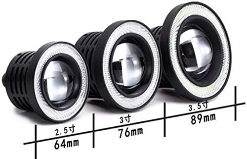 White LED Fog Lamps with Squid Rings, Universal Fit, 30W, High Performance, COB, Waterproof, Set of 2 (3.0 Inch - 76mm)