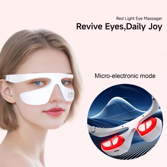 Red Light Therapy Glasses Under-Eye Massager Portable Eye Care Device LED Eye Perfector for Wrinkle Removal Skin Firming
