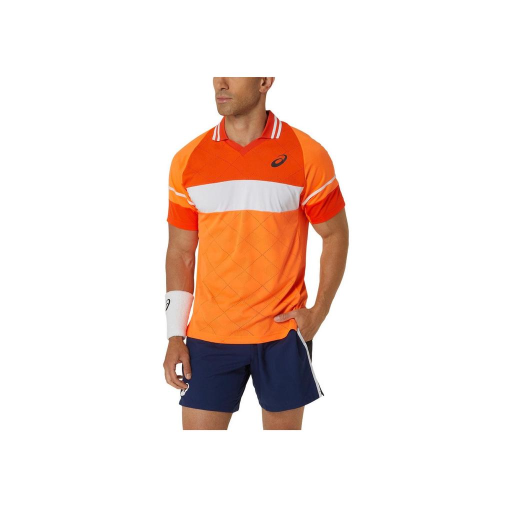 Asics Color Block Raglan Sleeve Short Sleeve Polo Shirt Men Tops Orange 2041A283-800