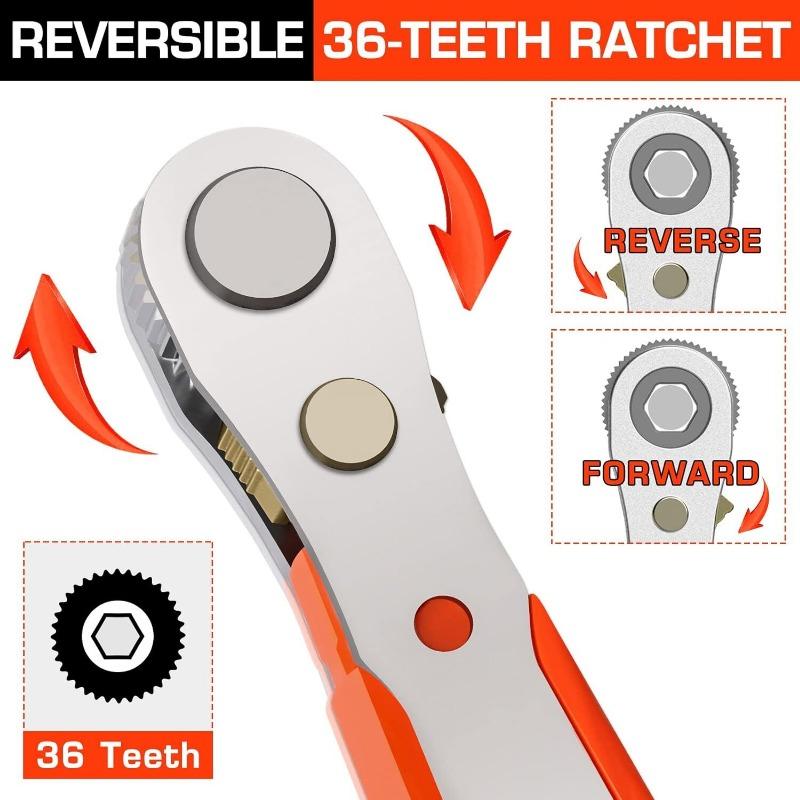 SenNan Hex Ratchet Wrench 1/4" Mini Hex Quick Release Socket Tool Ratchet Repair Spanner Hand Tools Kit Screwdriver Drill Bits