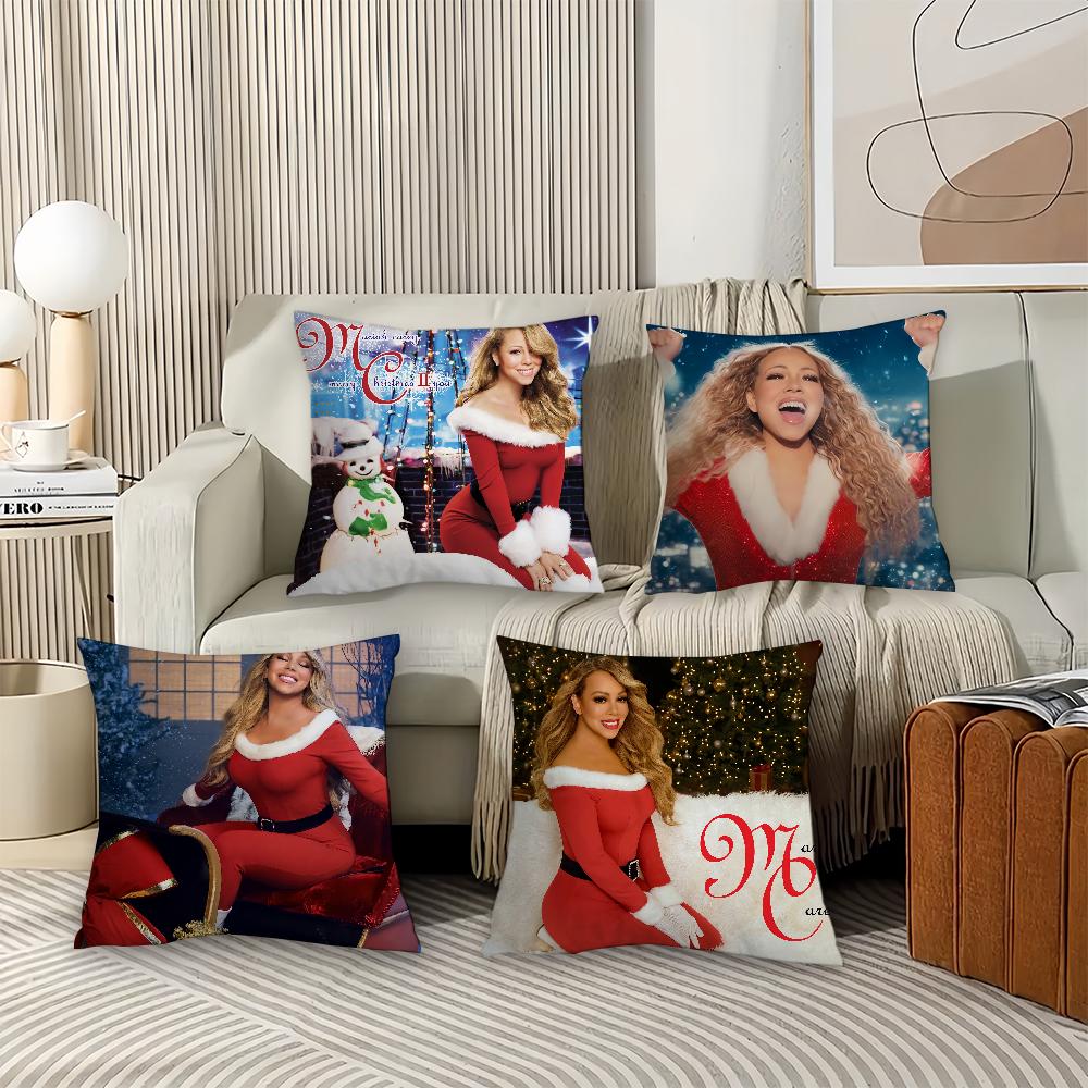 Funda de almohada Merry Christmas de la cantante Mariah Carey Cojines de oficina Adecuado para sofá coche dormitorio Funda de cojín decorativa