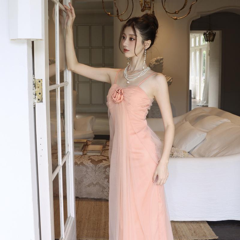 Новое женское платье-сарафан Slack Ocean Resort Оранжево-розовое Сетчатое Трехмерный Цветок Подтяжки S