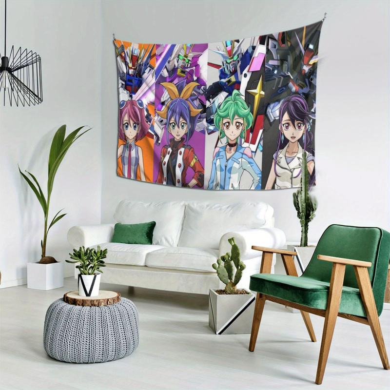 VIKAMA Mecha Girl Anime Tapestry Bedroom Decor Cloth Dorm Renovation Background Wall Covering Gaming Room Decoration Multi Scene