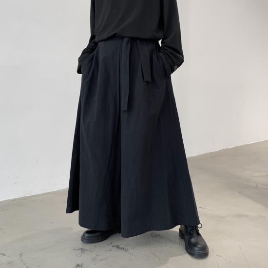 Mens Loose Wide Leg Hakama Pants Harajuku Japanese Samurai Kimono Pants Chinese Style Hanfu Tang Kendo Uniforms Casual Pants