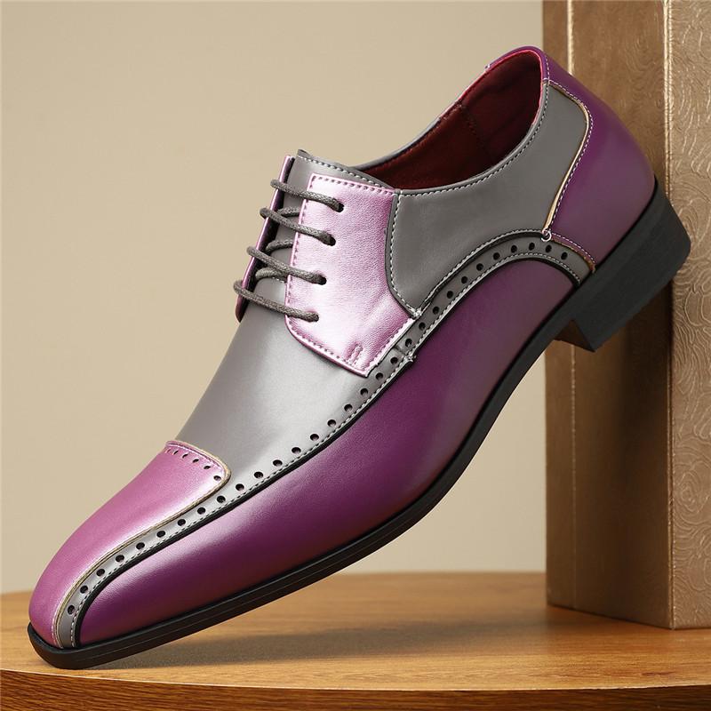 

Fashion New Men s Pointed Mix Patchwork Casual Oxford Shoes Designer Formal Wedding Dress Homecoming Footwear Zapatillas Hombre 39 фіолетовий
