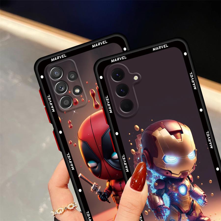 Custodia per Telefono per Samsung Galaxy A32 A73 A31 A22 A36 A21 A72 A23 A25 A26 A56 A52 A71 Cover Morbida Carina Marvel Deadpool Iron Man