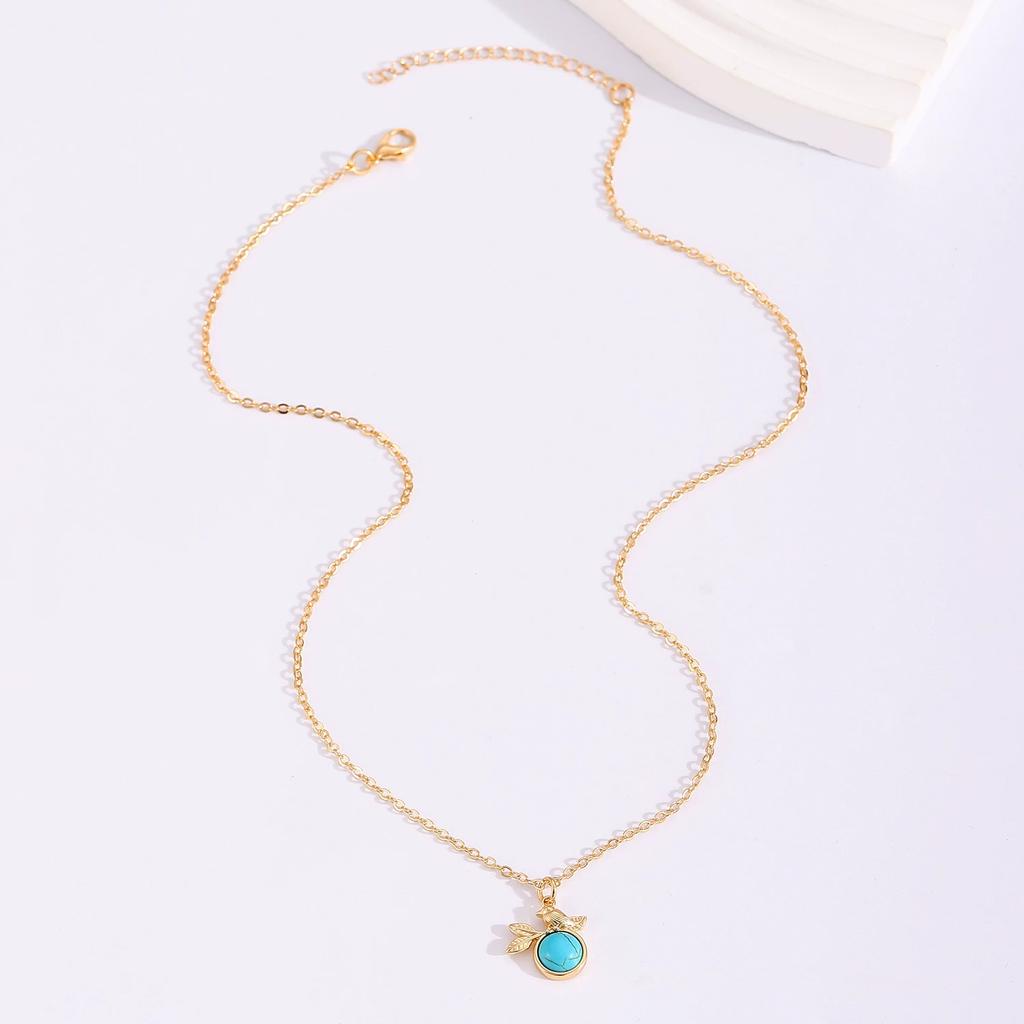 Ins Style Retro Personality Simple Turquoise Bird Pendant Necklace Women's Fashion Niche High-end Sense Collarbone Chain