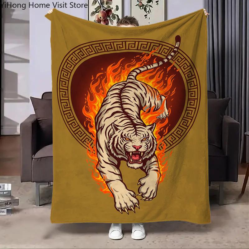8 Storlekar Ny Tiger Tecknad Djur Flanellfilt Fluffig Barn och Vuxna Soffa Plysch Sängöverkast Pläd Lunchfilt för Soffa Säng