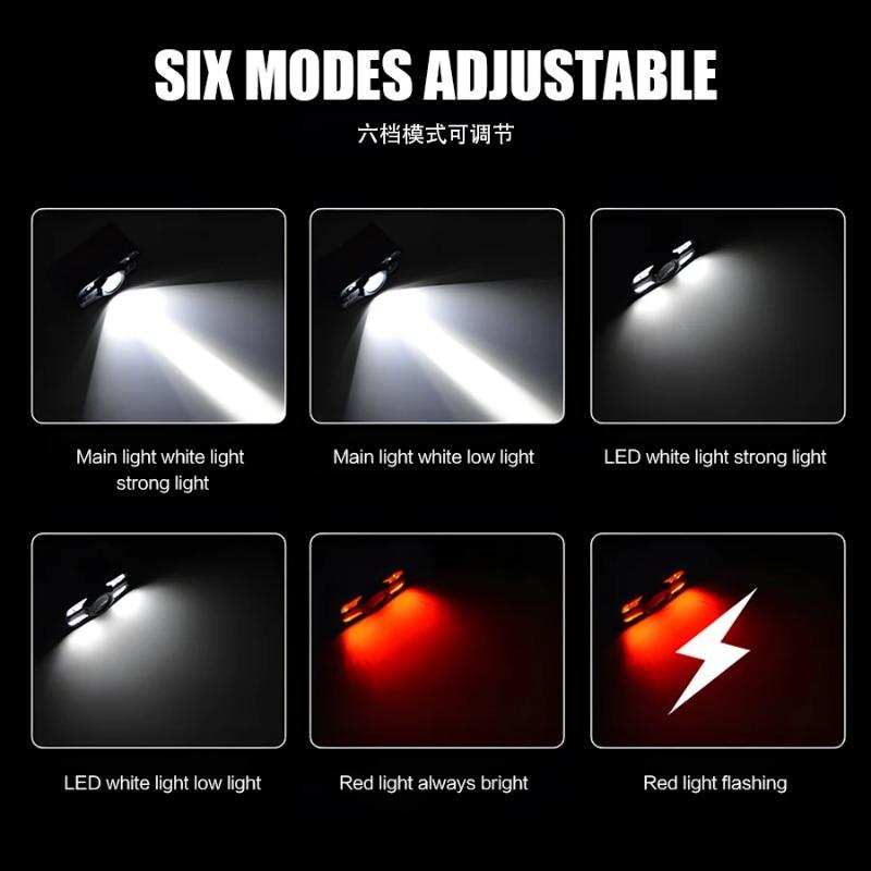 Sensor Headlamp LED High Bright Rechargeable Headlights with RED Light Waterproof Fishing Camping Cycling Induction Head Light