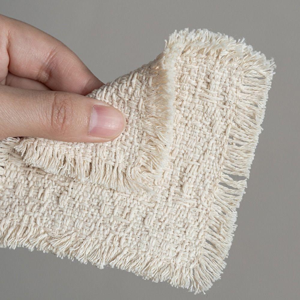 New Beige Color Thermal Insulation Coaster Soft Square Shape Cotton Placemat Cotton Utensil Pads