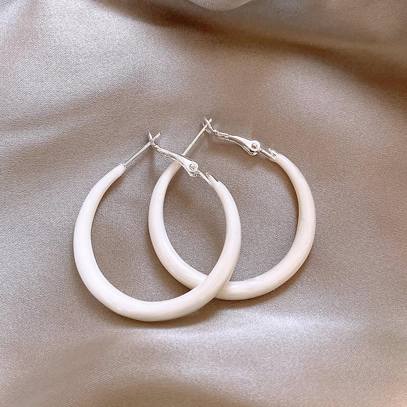 Korean Style Geometric Hoop Earrings for Women - Trendy Dopamine Design